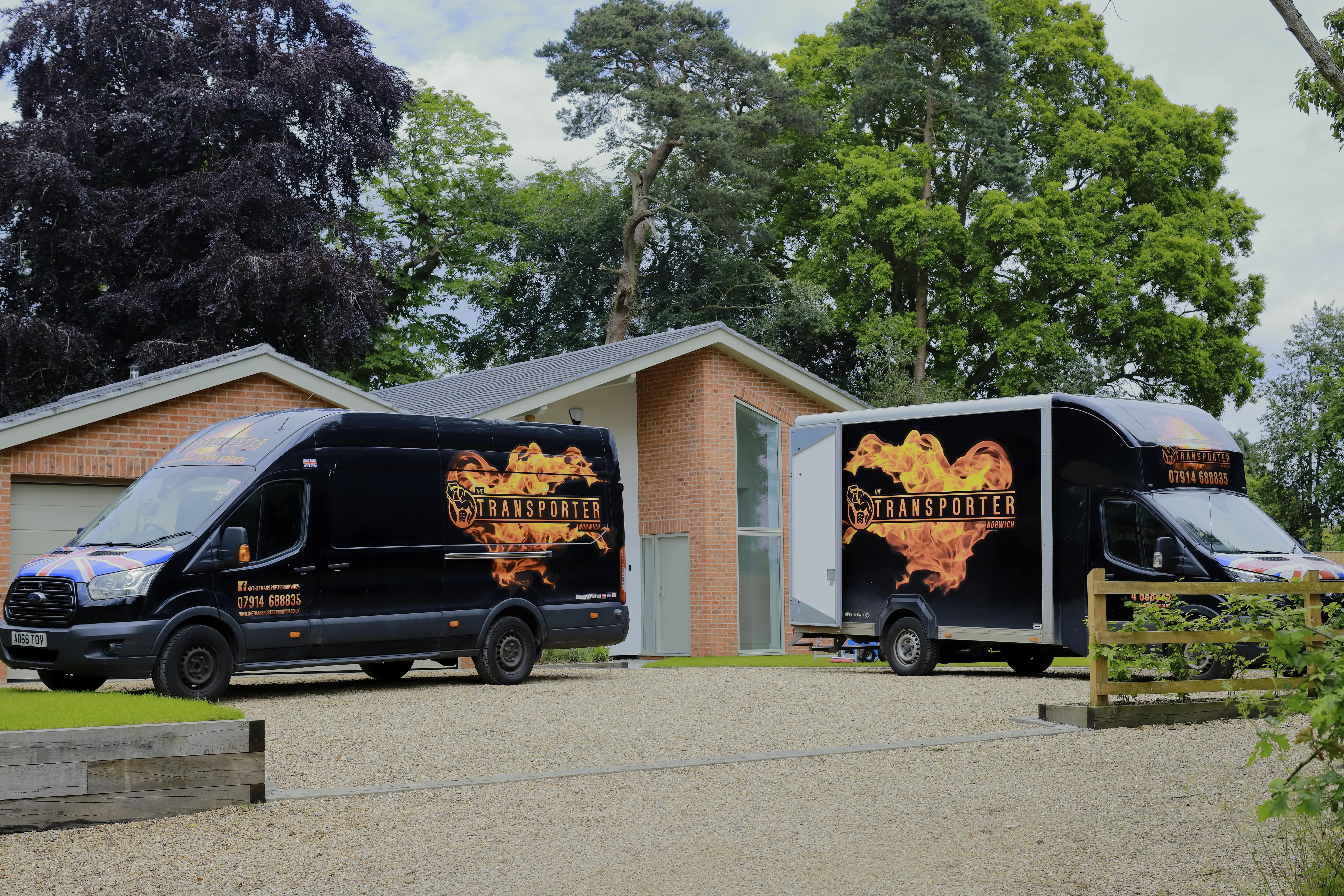 The Transporter Norwich removal vans at a house move in Norfolk